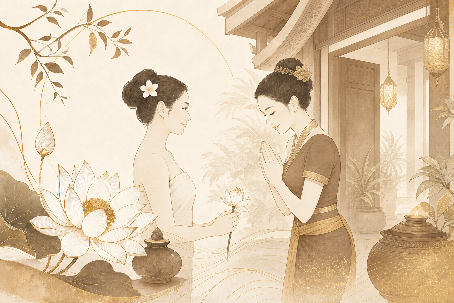 初めてのお客様をお迎えするスパのイメージイラスト
